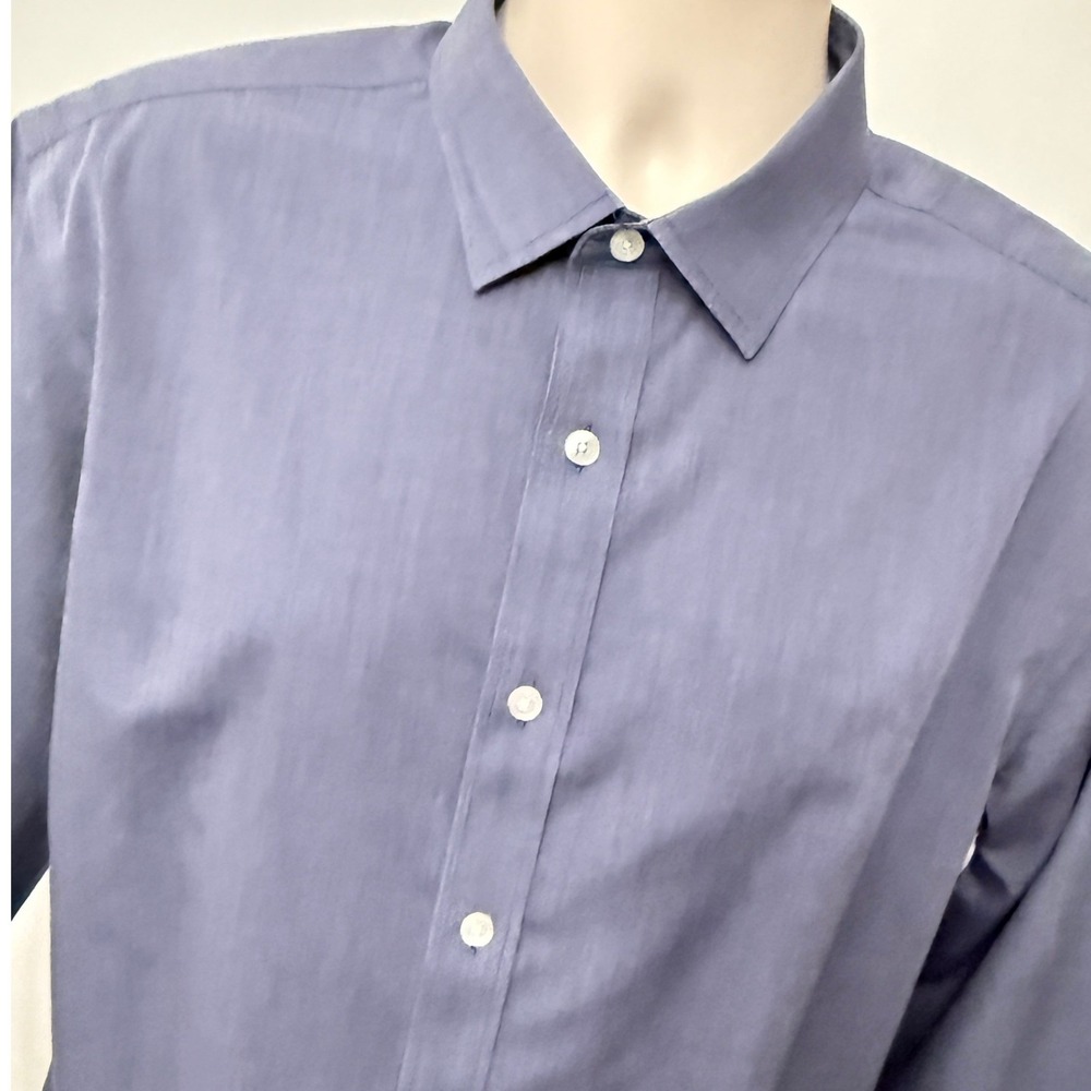UNTUCKit Orville WF Slim Fit Wrinkle Free Blue Cotton Button Down Shirt Large